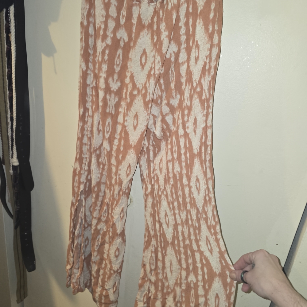 Vanilla Star Orange and Cream Wide Leg Pants